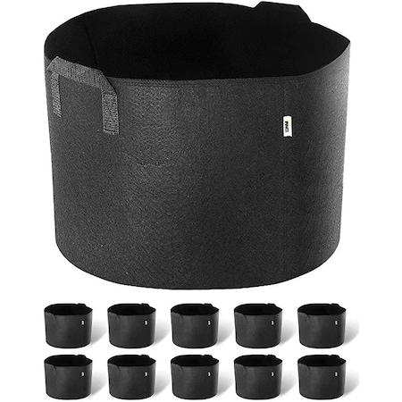 Ipower 7-Gallon 10-Pack Grow Bags (Black), 10PK GLGROWBAG7X5X2